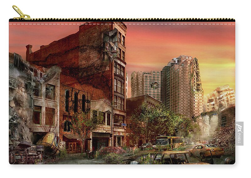 Dystopia Zip Pouch featuring the photograph Disaster - Pittsburgh, PA - The Y2K Bug by Mike Savad
