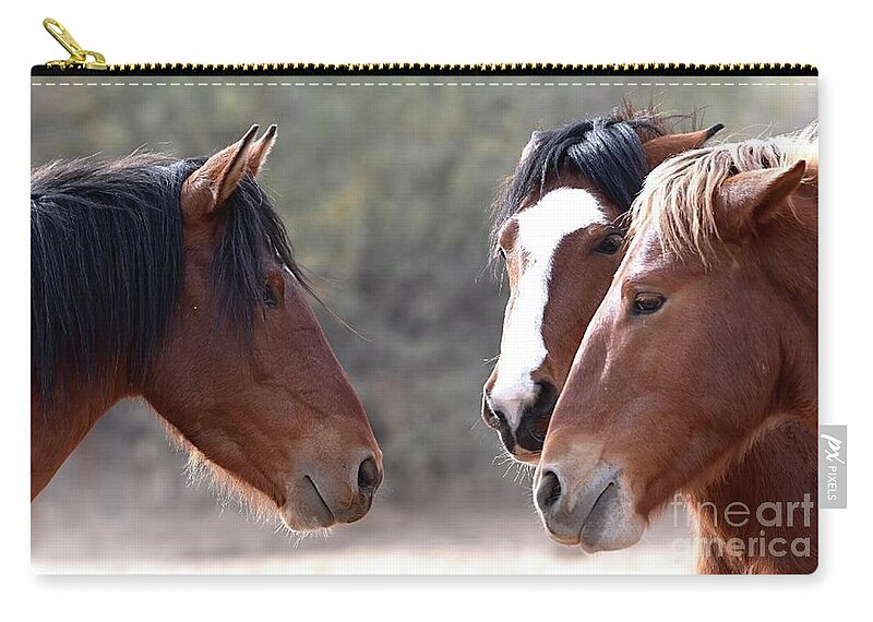 Salt River Wild Horse Zip Pouch featuring the digital art Discussions by Tammy Keyes