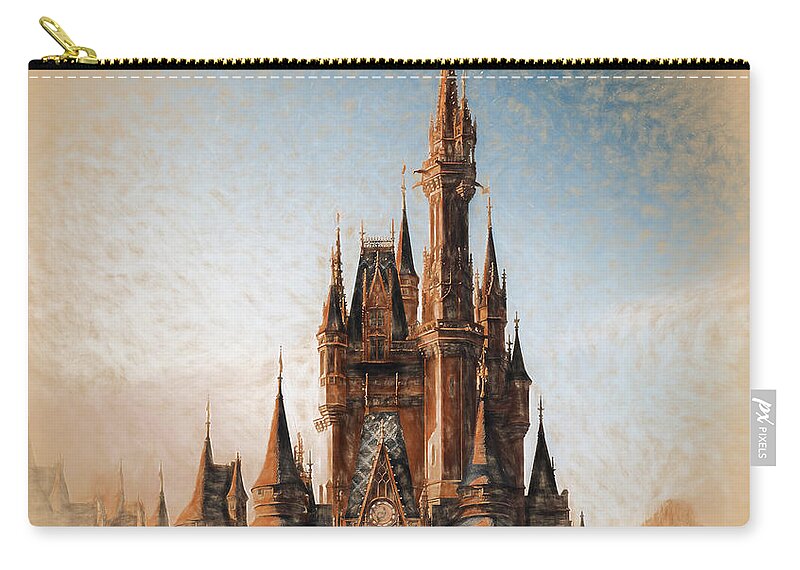 Castle Zip Pouch featuring the painting Disney World USA 0912 by Gull G