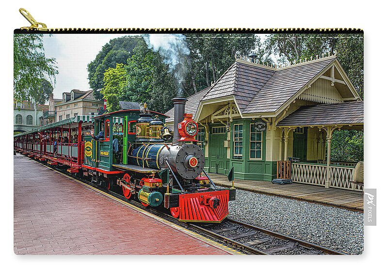 Anaheim Zip Pouch featuring the photograph Disneyland Railroad by Tommy Anderson