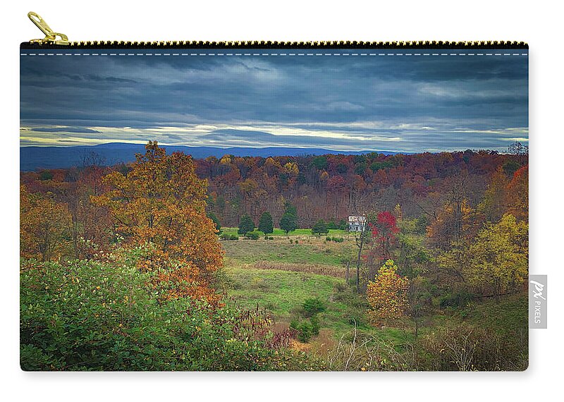 Fall Zip Pouch featuring the photograph Distant Barn by Lora J Wilson