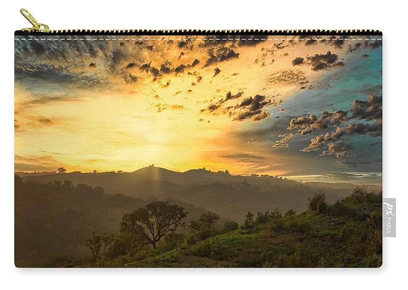 Landscape Zip Pouch featuring the photograph Distant Sunset Haze by Marco Sales