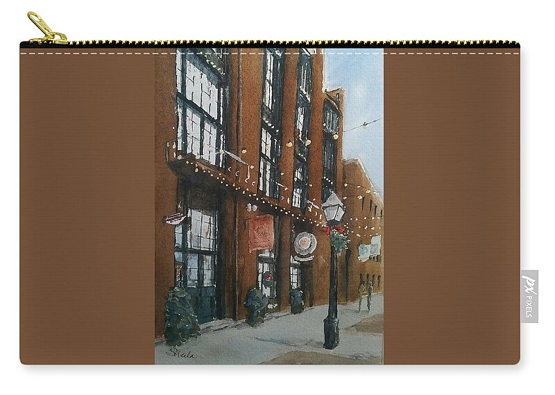 Cityscape Carry-all Pouch featuring the painting Distillery at Christmas by Sheila Romard