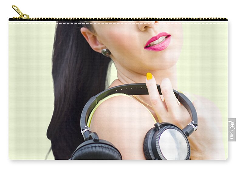 Dj Zip Pouch featuring the photograph DJ Girl by Jorgo Photography