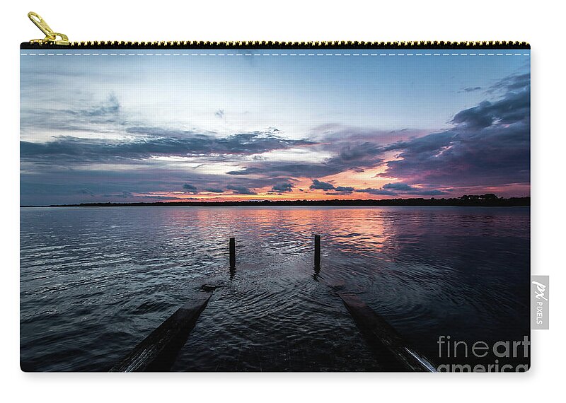 Sunset Zip Pouch featuring the photograph Dockside Sunset by Beachtown Views