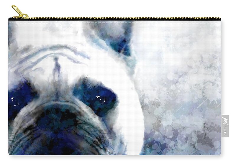 Dog Zip Pouch featuring the digital art Dog 159 Bulldog by Lucie Dumas