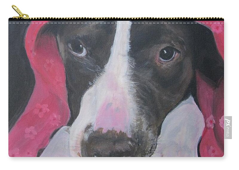 Painting Zip Pouch featuring the painting Dog and Blanket by Paula Pagliughi