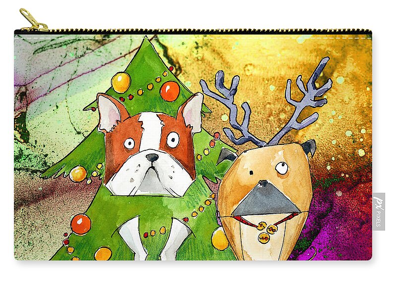 Dog Zip Pouch featuring the painting Dogs In Disguise by Miki De Goodaboom