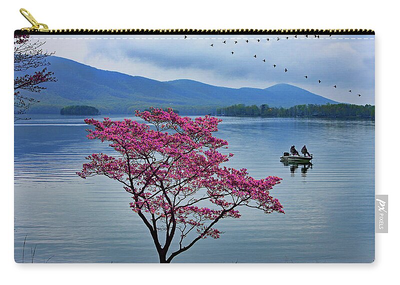Canvas Print Zip Pouch featuring the photograph Dogwood Geese Smith Mountain Lake, Virginia by The James Roney Collection
