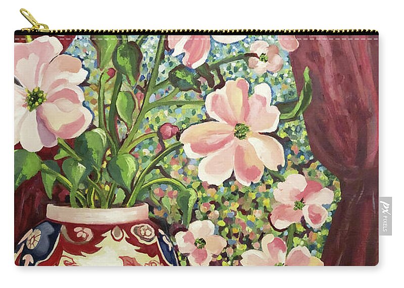 Dogwood Zip Pouch featuring the mixed media Dogwood by Karen Coggeshall