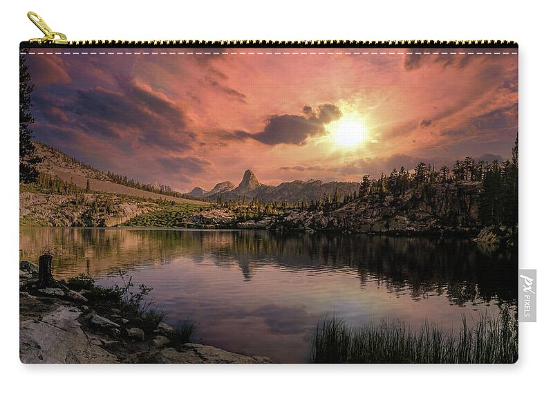 Landscape Zip Pouch featuring the digital art Dollar Lake Sunset by Romeo Victor