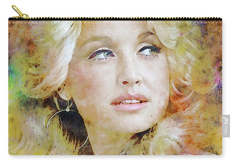 Dolly Parton Watercolor Zip Pouch featuring the painting Dolly Parton Watercolor by Dan Sproul