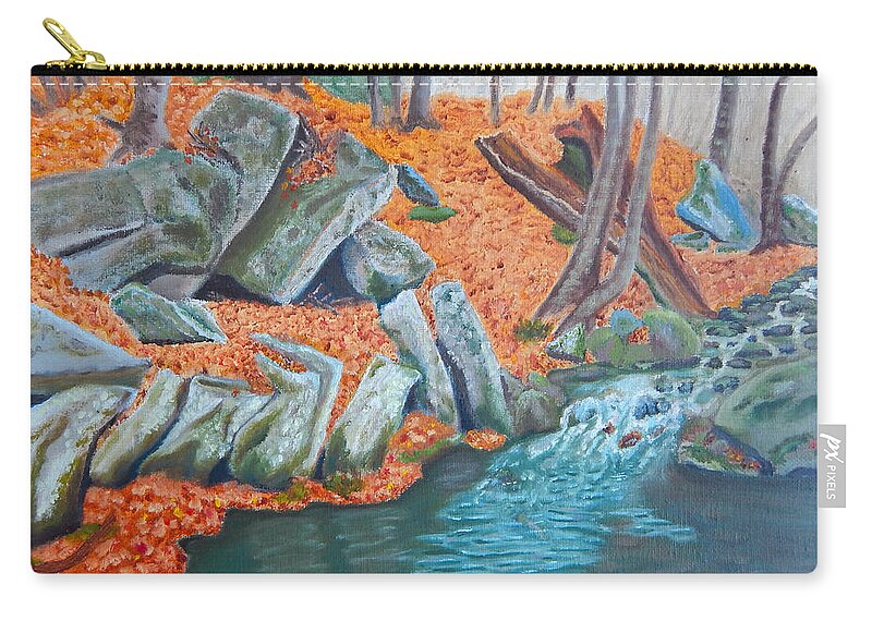 Landscape Virginia Zip Pouch featuring the painting Domino Pool by Mike Kling