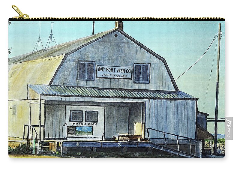 Bay Port Michigan Zip Pouch featuring the painting Done For Today by William Brody