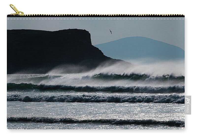 Falcarragh Zip Pouch featuring the photograph Waves - Horn Head, Donegal by John Soffe