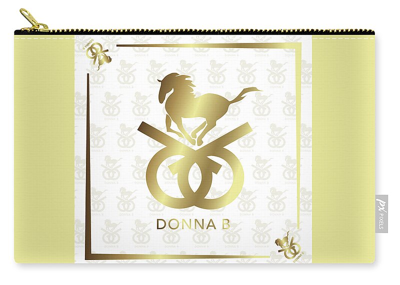 Brand Zip Pouch featuring the digital art Gold Horse by Donna Bernstein