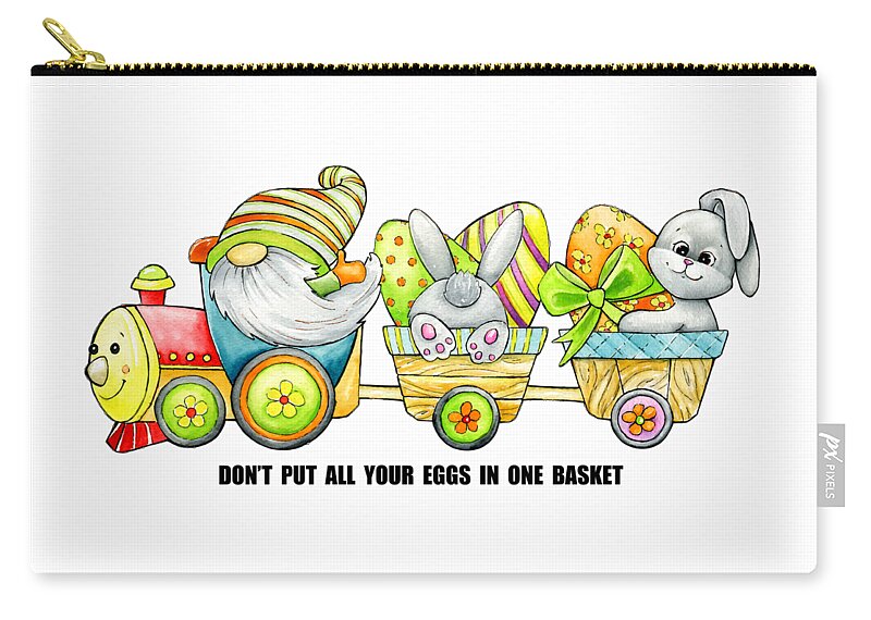 Eater Zip Pouch featuring the painting Dont Put All Your Eggs In One Basket by Miki De Goodaboom