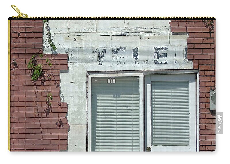 Door Zip Pouch featuring the photograph Door And Window Of The Old Brick Building by D Hackett