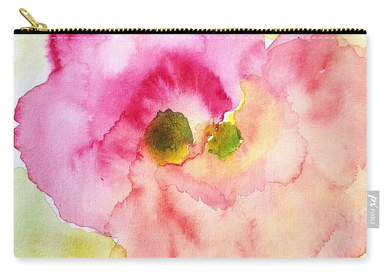 Flower Zip Pouch featuring the painting Double Centered Peony by Shady Lane Studios-Karen Howard
