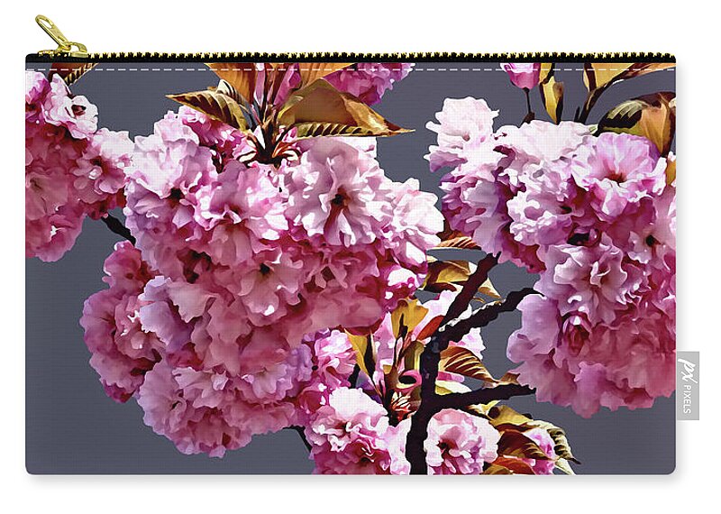 Cherry Blossom Zip Pouch featuring the photograph Double Cherry Blossom Branches by Susan Savad