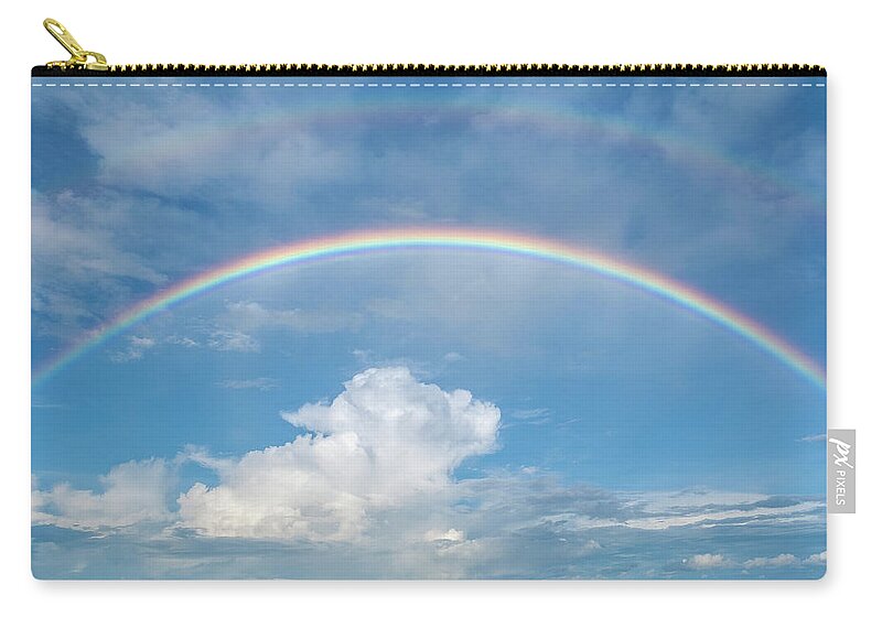 Rainbow Zip Pouch featuring the photograph Double rainbow at sea by Bradford Martin