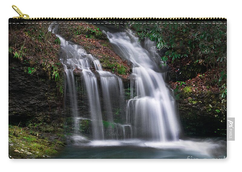Landscape Zip Pouch featuring the photograph Double splendor in the Smoky Mountains of Tennessee by Theresa D Williams