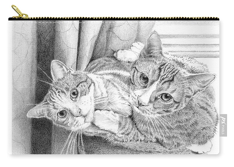 Cats Carry-all Pouch featuring the drawing Naughty Boys by Louise Howarth