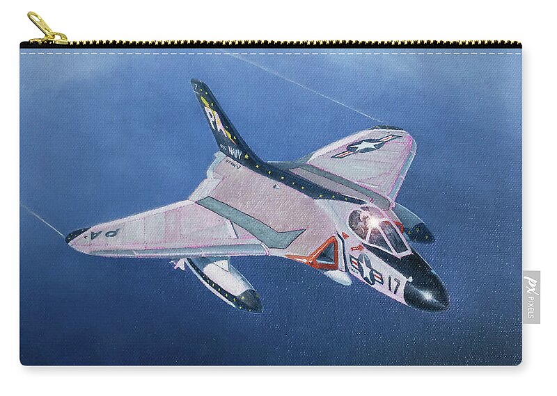 Aviation Zip Pouch featuring the painting Douglas F4D Skyray by Douglas Castleman