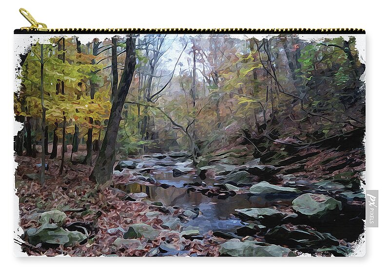 Stones Carry-all Pouch featuring the digital art Down Stream by Chauncy Holmes