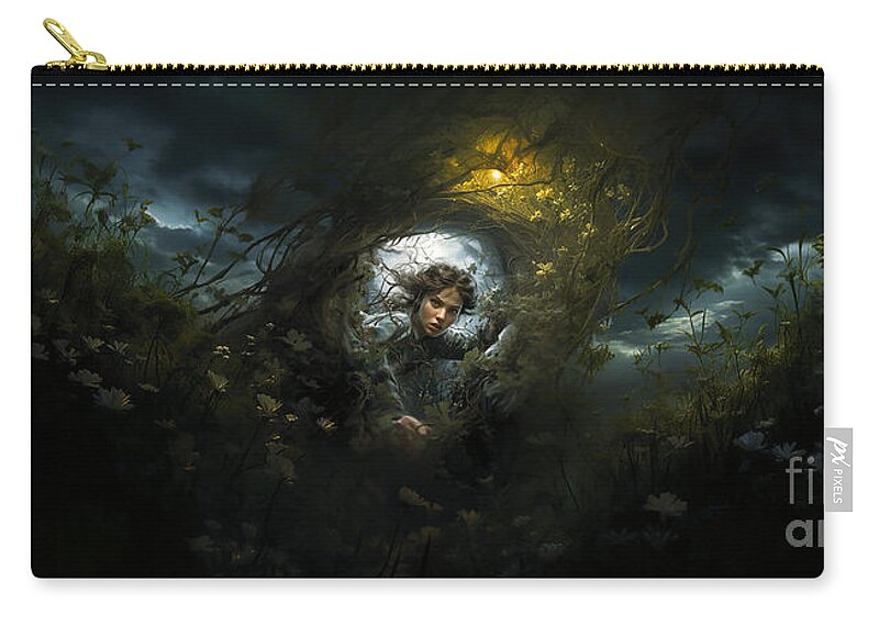  Zip Pouch featuring the digital art Down the Rabbit Hole 2 by Georgina Hannay