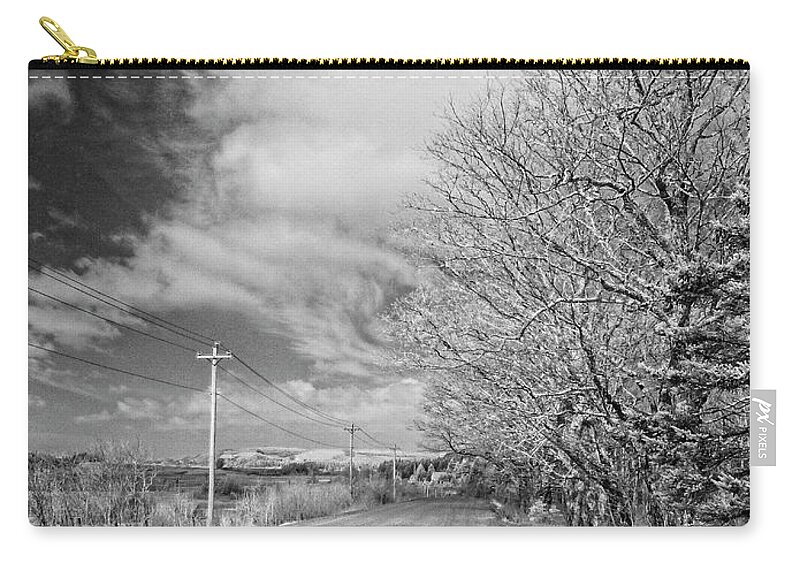 Infrared Zip Pouch featuring the photograph Down the Road by Alan Norsworthy