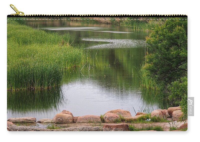 Downstream Zip Pouch featuring the photograph Downstream Beauty by Buck Buchanan