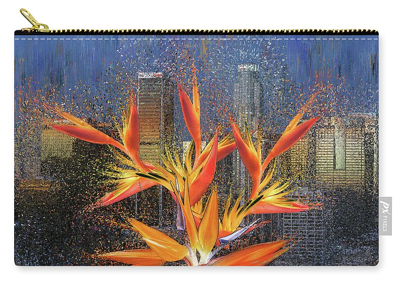 Los Angeles Zip Pouch featuring the digital art Downtown Los Angeles by Alex Mir