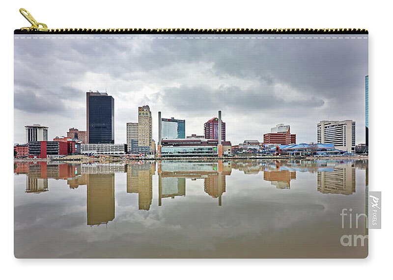 Downtown Toledo Zip Pouch featuring the photograph Downtown Toledo Reflections 0574 by Jack Schultz