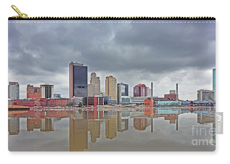 Downtown Toledo Zip Pouch featuring the photograph Downtown Toledo Reflections 0586 by Jack Schultz