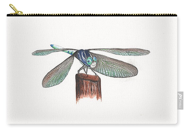 Dragonfly Zip Pouch featuring the painting Dragonfly by Bob Labno