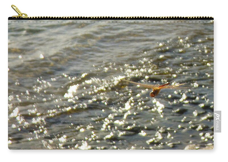 Orcinusfotograffy Zip Pouch featuring the photograph Dragonfly In The Surf Winds by Kimo Fernandez
