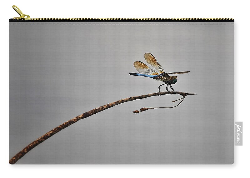 Photo Zip Pouch featuring the photograph Dragonfly Over Lake by Evan Foster