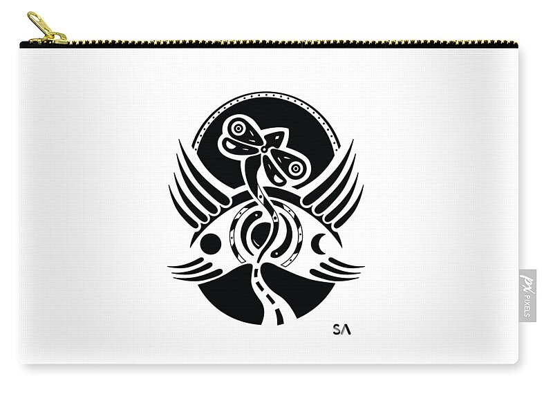 Black And White Carry-all Pouch featuring the digital art Dragonfly by Silvio Ary Cavalcante
