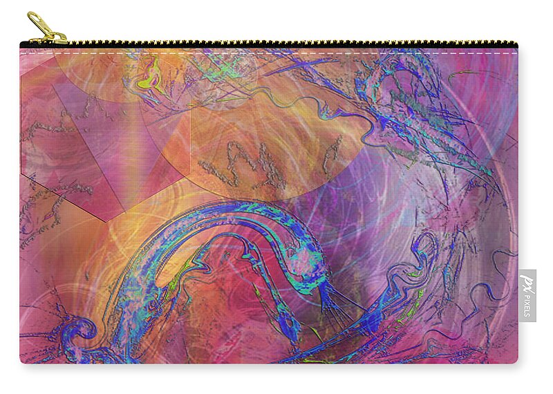 Dragon Zip Pouch featuring the digital art Dragon's Tale - Square Version by Studio B Prints