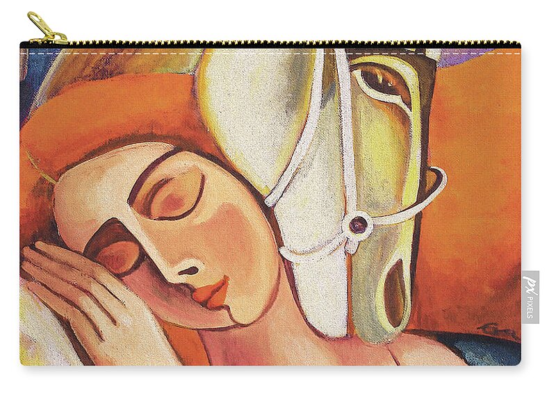 Woman And Horse Carry-all Pouch featuring the painting Dream Keeper by Eva Campbell