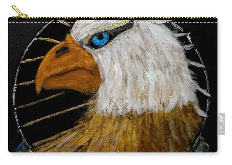 Eagle Zip Pouch featuring the painting DreamCaught by Anna Adams