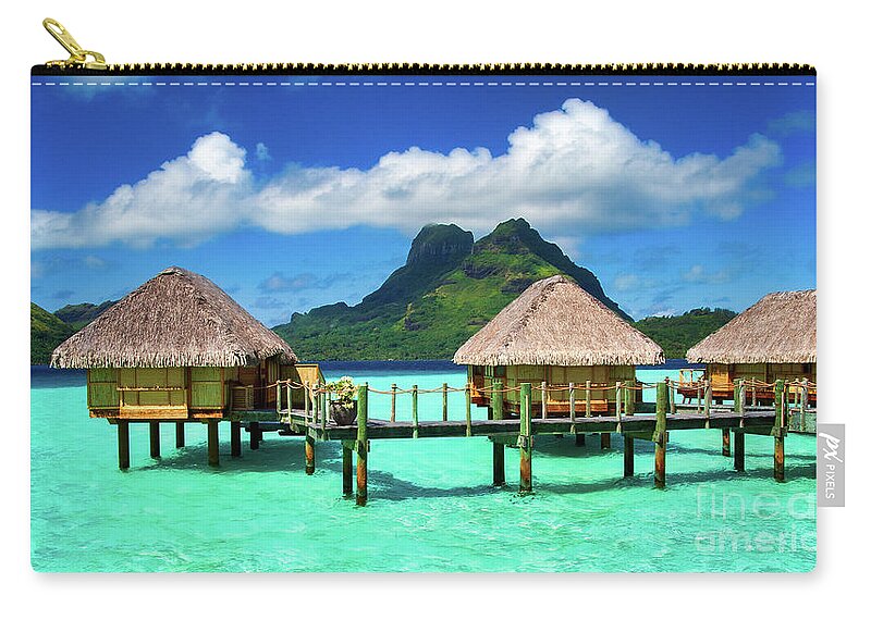 Black Pearl Beach Resort Zip Pouch featuring the photograph Dreaming Of Bora Bora by Doug Sturgess