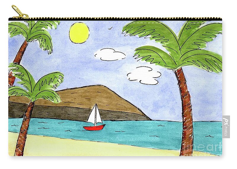 Hawaii Watercolor Zip Pouch featuring the painting Dreaming of Hawaii by Donna Mibus