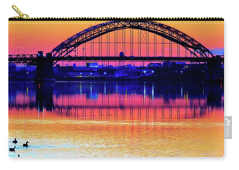 Bridge Carry-all Pouch featuring the photograph Drenched in Sunset Colors by Linda Stern