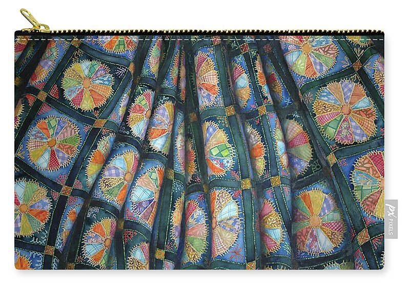 Watercolor Zip Pouch featuring the painting Dresden Plate Quilt by Helen Klebesadel