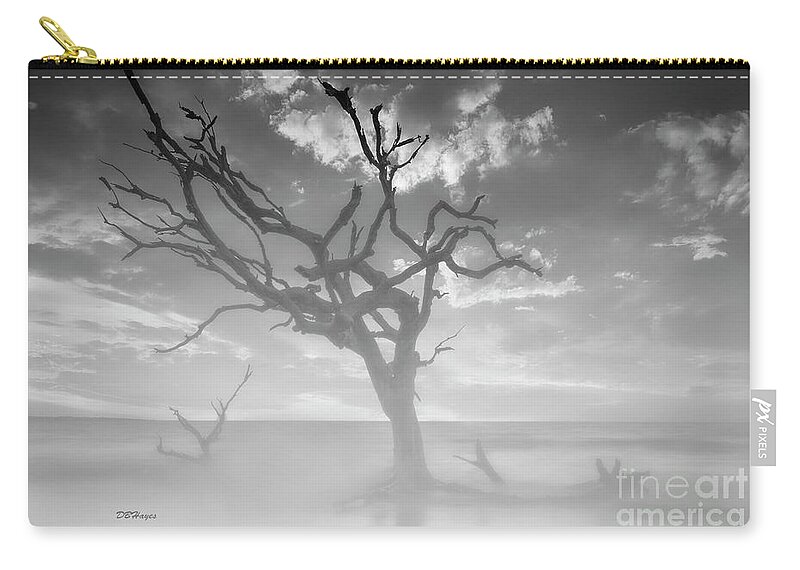 Fog Zip Pouch featuring the photograph Driftwood in the Fog by DB Hayes