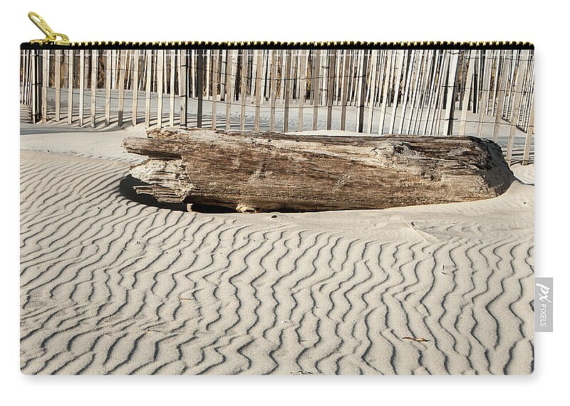 Beach Zip Pouch featuring the photograph Driftwood Ripples by Cathy Kovarik
