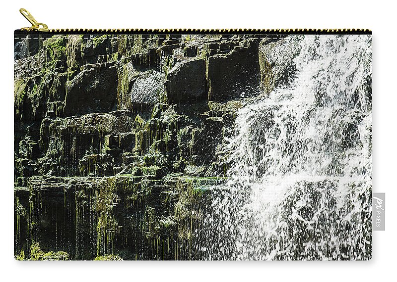 Dripping Water Zip Pouch featuring the photograph Dripping Moss and Sunny Splashes - Albion Falls Hamilton Ontario Canada by Georgia Mizuleva