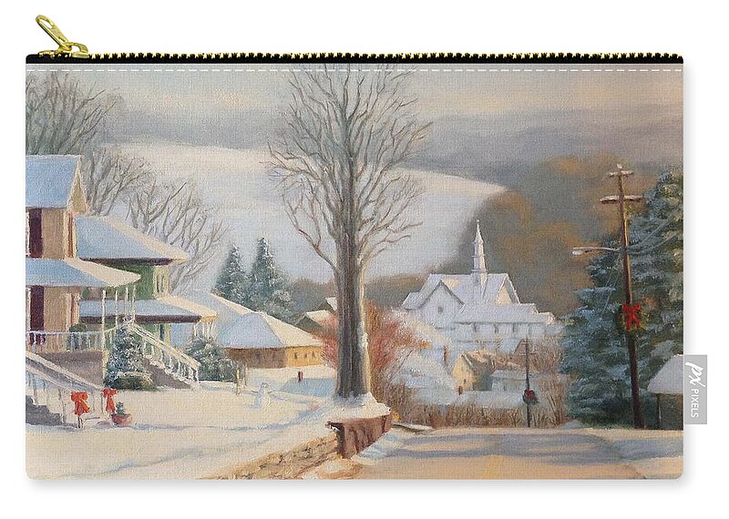 Liberty Zip Pouch featuring the painting Driving Home for Christmas by Bibi Snelderwaard Brion